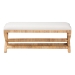 bali & pari Christy Natural Rattan Bench - Hand Wrapped Wicker Accent Seating with Upholstered Cushion and Crisscross Frame - Christy-Light Honey Rattan-Bench
