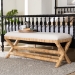 bali & pari Christy Natural Rattan Bench - Hand Wrapped Wicker Accent Seating with Upholstered Cushion and Crisscross Frame - Christy-Light Honey Rattan-Bench