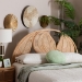 bali & pari Lifen Natural Rattan Standalone Headboard - Handcrafted Panel Headboard with Leaf Motif, Queen - Lifen-Natural Rattan-HB-Queen