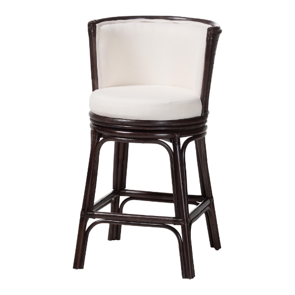 bali & pari Alsip Espresso Rattan Counter Stool with Swivel Seat