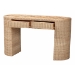 bali & pari Mimi Natural Rattan Checkered Console Table with Drawer - Mimi-Natural Wicker-Console Table