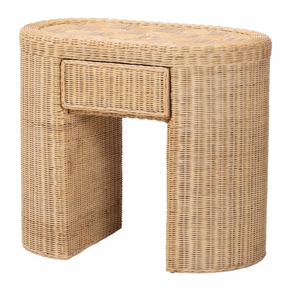bali & pari Mimi Natural Rattan Checkered End Table with Drawer