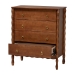 Baxton Studio Seamus 4-Drawer Chest with Carved Bobbin Frame - MG9028-Walnut-4DW-Chest