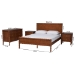 Baxton Studio Seamus 4-Piece Bedroom Set with 2 Nightstands, Queen - Efua-Walnut-Queen 4PC Bedroom Set
