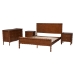 Baxton Studio Seamus 4-Piece Bedroom Set with 2 Nightstands, Queen - Efua-Walnut-Queen 4PC Bedroom Set