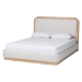 Baxton Studio Aiman Upholstered Platform Bed with Faux Leather Trim, Queen