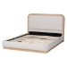 Baxton Studio Aiman Upholstered Platform Bed with Faux Leather Trim, Queen - SP1128-C-CFF0040-Beige/Oak-Queen