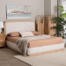 Baxton Studio Aiman Upholstered Platform Bed with Faux Leather Trim, Queen - SP1128-C-CFF0040-Beige/Oak-Queen