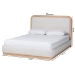 Baxton Studio Aiman Upholstered Platform Bed with Faux Leather Trim, Queen - SP1128-C-CFF0040-Beige/Oak-Queen