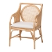 bali & pari Matt Natural Rattan Armchair with Upholstered Seat