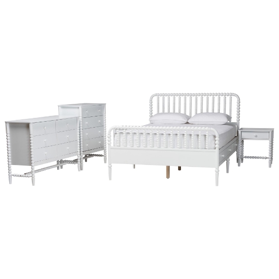 Baxton Studio Lucera 5-Piece Bedroom Set, Full, White