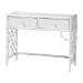 bali & pari Lindie Natural Rattan Writing Desk with Two Drawers, White