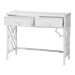bali & pari Lindie Natural Rattan Writing Desk with Two Drawers, White - Lindie-White-Desk