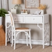 bali & pari Lindie Natural Rattan Writing Desk with Two Drawers, White - Lindie-White-Desk