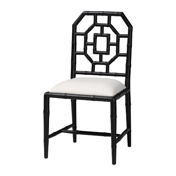 bali & pari Boone Dining Chair with Chinoiserie Design, Black