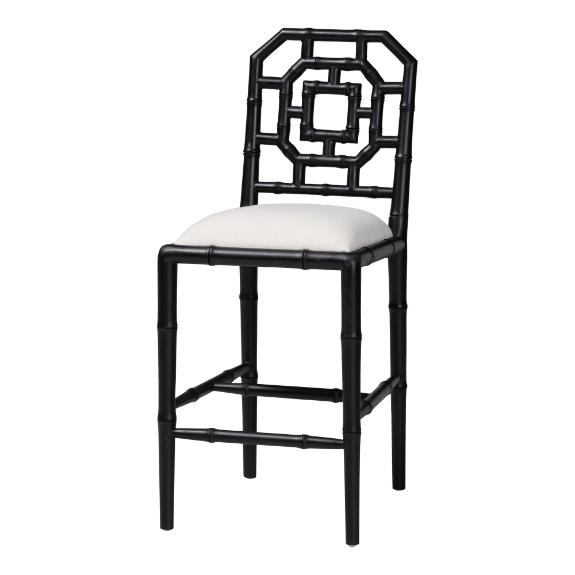 bali & pari Boone Counter Stool with Chinoiserie Design, Black