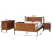 Baxton Studio Danette Bobbin Wood 4-Piece Bedroom Set with 2 Nightstands, Queen - Akello-Walnut-Queen 4PC Bedroom Set