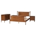 Baxton Studio Danette Bobbin Wood 4-Piece Bedroom Set with 2 Nightstands, Queen - Akello-Walnut-Queen 4PC Bedroom Set