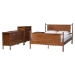 Baxton Studio Danette Bobbin Wood 4-Piece Bedroom Set with 1 Nightstands, Queen