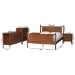 Baxton Studio Danette Bobbin Wood  5-Piece Bedroom Set, Queen - MG0260-Walnut-Queen 5PC Bedroom Set