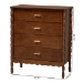 Baxton Studio Danette Bobbin Wood 4-Drawer Chest - MG9021-Walnut-4DW-Chest