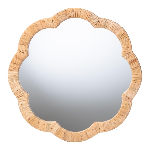 bali & pari Akuna Scalloped Natural Rattan Wall Mirror