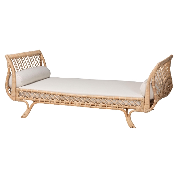 bali & pari Philana Natural Rattan Daybed with Cushions