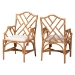 bali & pari Cedric Natural Rattan 2-Piece Dining Armchair Set with Cushioned Seat