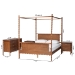 Baxton Studio Danette Bobbin Wood 4-Piece Canopy Bedroom Set, Queen - MG0260-2-Walnut-Queen 4PC Canopy Bedroom Set