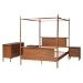 Baxton Studio Danette Bobbin Wood 4-Piece Canopy Bedroom Set, Queen - MG0260-2-Walnut-Queen 4PC Canopy Bedroom Set