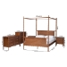 Baxton Studio Danette Bobbin Wood 5-Piece Canopy Bedroom Set, Queen - MG0260-2-Walnut-Queen 5PC Canopy Bedroom Set