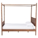 Baxton Studio Danette Bobbin Wood Canopy Bed, Queen - MG0260-2-Walnut-Queen-Canopy Bed