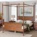 Baxton Studio Danette Bobbin Wood Canopy Bed, Queen - MG0260-2-Walnut-Queen-Canopy Bed
