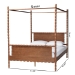 Baxton Studio Danette Bobbin Wood Canopy Bed, Queen - MG0260-2-Walnut-Queen-Canopy Bed