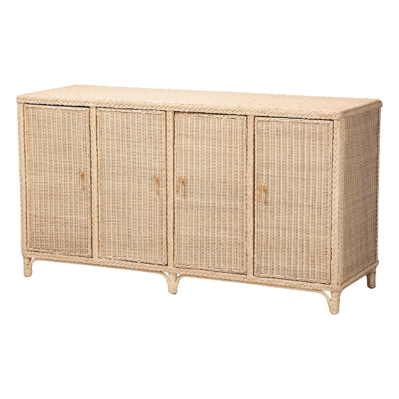 bali & pari Delilah Natural Rattan 4-Door Sideboard Buffet