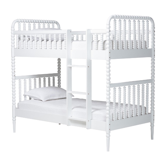 Baxton Studio Lucera Bobbin Bunk Bed with Ladder, White