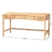 bali & pari Kalimantan Natural Rattan Desk with Three Drawers - Lupe-Light Honey-Desk