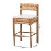 bali & pari Elvera Woven Seagrass and Mahogany Wood Counter Stool - MD-39987-Elvera-Light Walnut-Cushion-CS