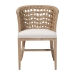 bali & pari Vellon Woven Seagrass and White Wash Mahogany Wood Dining Chair - MD-39989-Vellon-White Wash-Cushion-DC