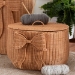bali & pari Creusa Natural Rattan Laundry Basket with Bow Detail, Wide - WS283-Honey Ada Rattan-Basket