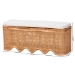 bali & pari Rivka Natural Rattan Storage Bench with Scalloped Base and Cushion - WS296-Original-Honey Ada Rattan-Cushion-Bench