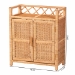 bali & pari Hendrina Natural Rattan and Mahogany Wood Shoe Cabinet, 3-Tier - WS329-Honey Ada Rattan-Shoe Cabinet