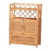 bali & pari Hendrina Natural Rattan and Mahogany Wood Shoe Cabinet, 4-Tier
