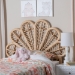 bali & pari Lolita Natural Rattan Freestanding Headboard with Leaf Motif, Twin - WS307-Natural Brown Rattan-Twin-HB