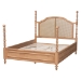 Baxton Studio Neviah Four Poster Bed with Woven Rattan Headboard, King, Beech Brown - MG0267-1-Beech/5702 Rattan-King-Four Poster Bed