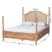 Baxton Studio Neviah Four Poster Bed with Woven Rattan Headboard, King, Beech Brown - MG0267-1-Beech/5702 Rattan-King-Four Poster Bed