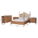 Baxton Studio Neviah 4-Piece Bedroom Set with 2-Drawer Nightstands, King, Beech Brown - MG0267-1-Beech/5702 Rattan-King 4PC Four Poster Bedroom Set