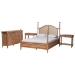 Baxton Studio Neviah 4-Piece Bedroom Set with 1-Drawer Nightstands, King, Beech Brown - Ekua-Beech/5702 Rattan-King 4PC Four Poster Bedroom Set