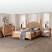 Baxton Studio Neviah 4-Piece Bedroom Set with 1-Drawer Nightstands, King, Beech Brown - Ekua-Beech/5702 Rattan-King 4PC Four Poster Bedroom Set