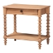 Baxton Studio Neviah 4-Piece Bedroom Set with 1-Drawer Nightstands, King, Beech Brown - Ekua-Beech/5702 Rattan-King 4PC Four Poster Bedroom Set